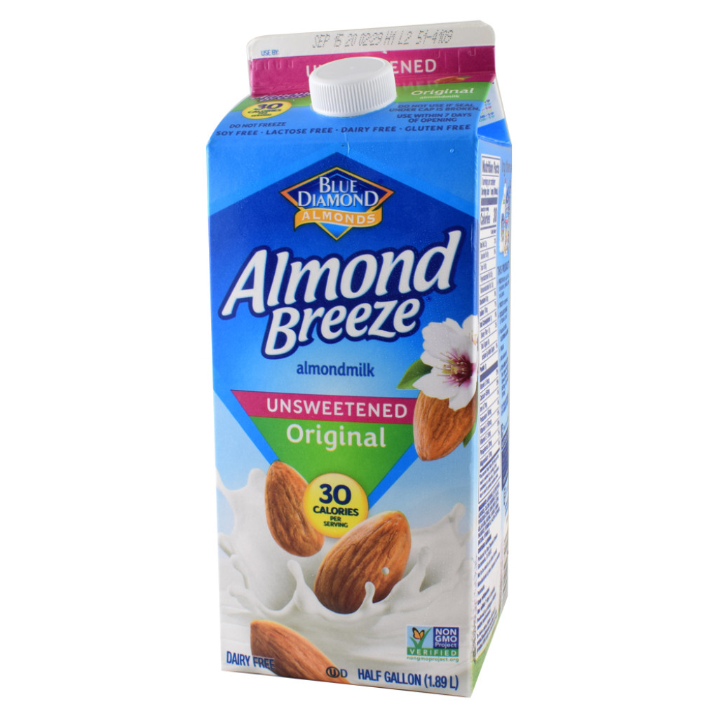 Almond Breeze- Almond Milk, Unsweetened, 1/2 Gal.