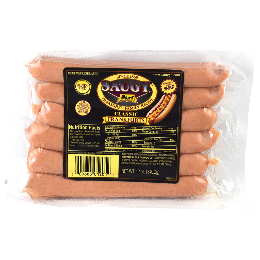 Saugy Hot Dogs, 12 oz.