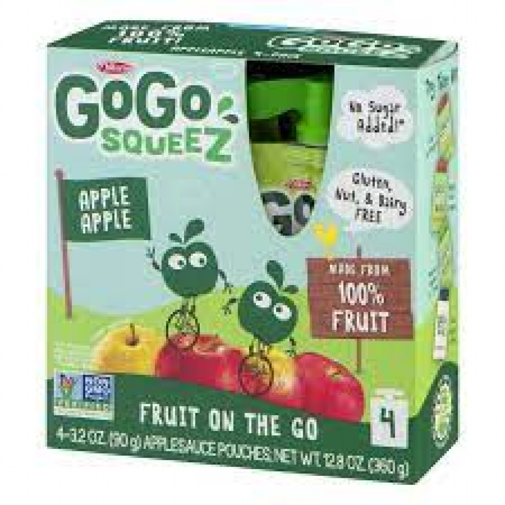 GoGo SqueeZ Applesauce,  AppleApple, 4pk