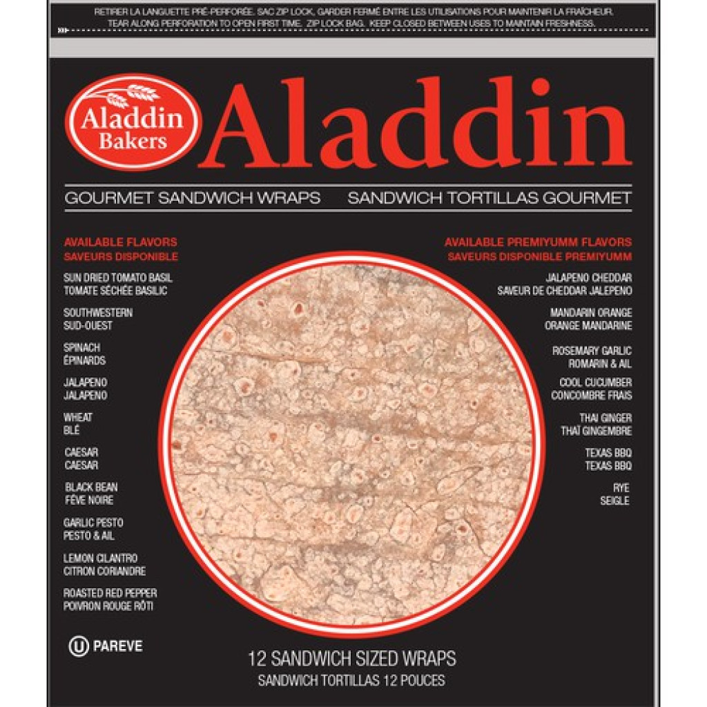 Aladdin Sandwich Wraps- Whole Wheat 12in, 12ct