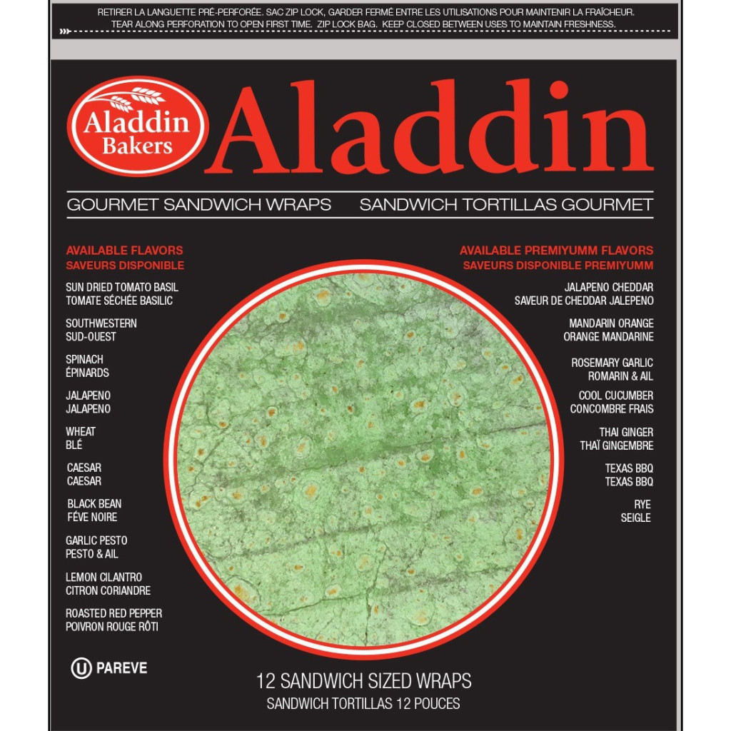 Aladdin Sandwich Wraps- Spinach 12in, 12ct